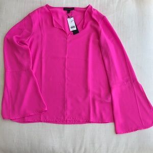 Banana Republic hot pink bell sleeve blouse